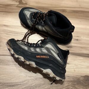 Merrell Black, Gray & Orange Trail Hiking Boots Kids size 1.5